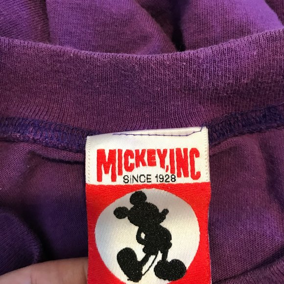 Vintage 80's 90's Disney Parks Mickey Inc T-shirt Goofy Donald Purple MEDIUM M - Picture 7 of 9